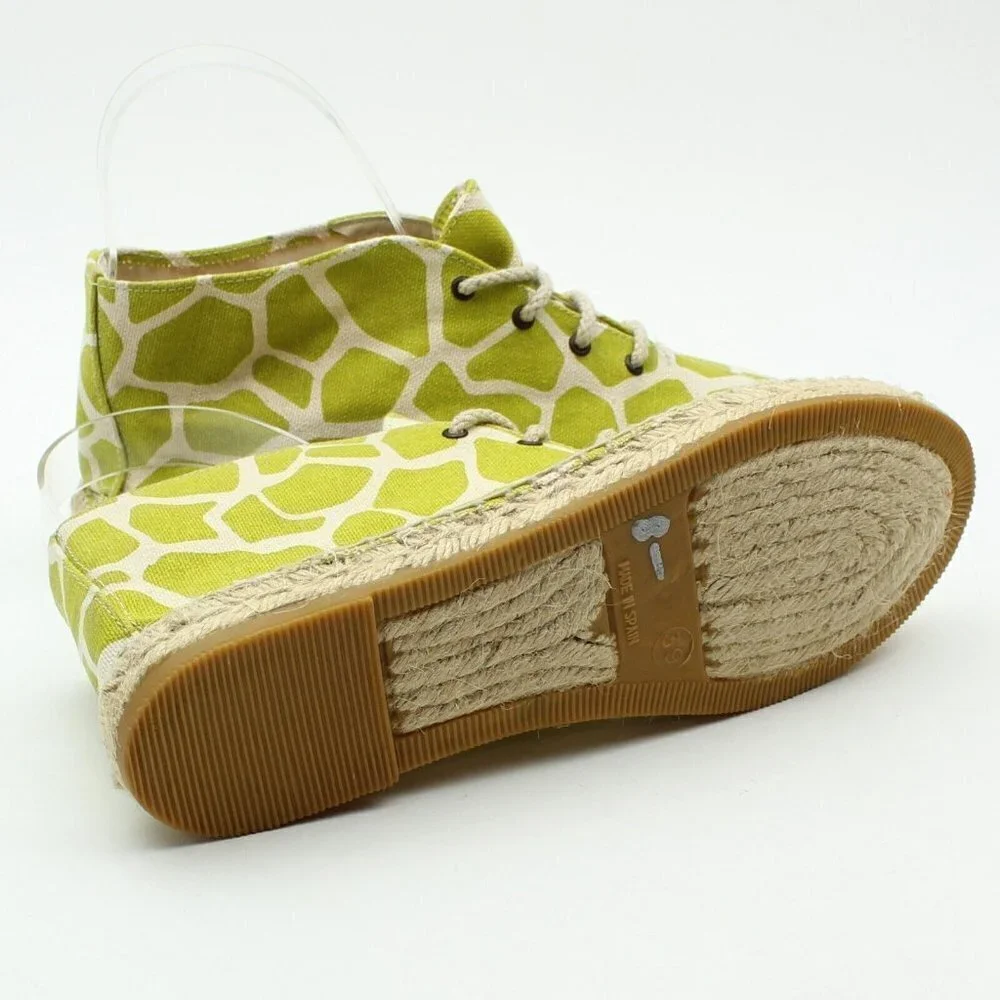Bettye Muller Lime Green Animal Print Espadrille Shoes
